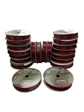 Picot Edge Burgundy Craft Ribbon 18 Ft 3/16 Wide 100% Polyester 20 Spools Sewing